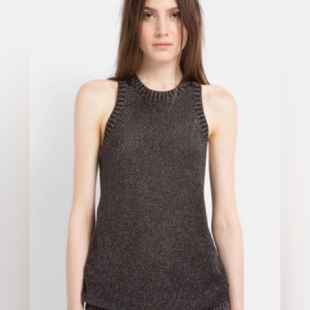 Maje metallic black sweater tank top